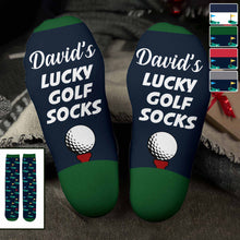Load image into Gallery viewer, Personalized Golf Socks Custom Name Gift for Dad or Golfer
