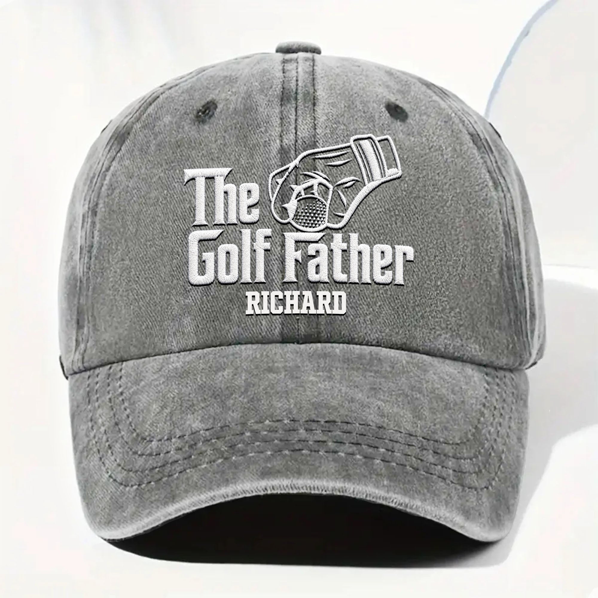Personalized Golf Father Washed Denim Cap Custom Name Gift for Dad