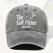 Load image into Gallery viewer, Personalized Golf Father Washed Denim Cap Custom Name Gift for Dad
