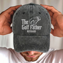 Load image into Gallery viewer, Personalized Golf Father Washed Denim Cap Custom Name Gift for Dad
