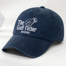 Load image into Gallery viewer, Personalized Golf Father Washed Denim Cap Custom Name Gift for Dad
