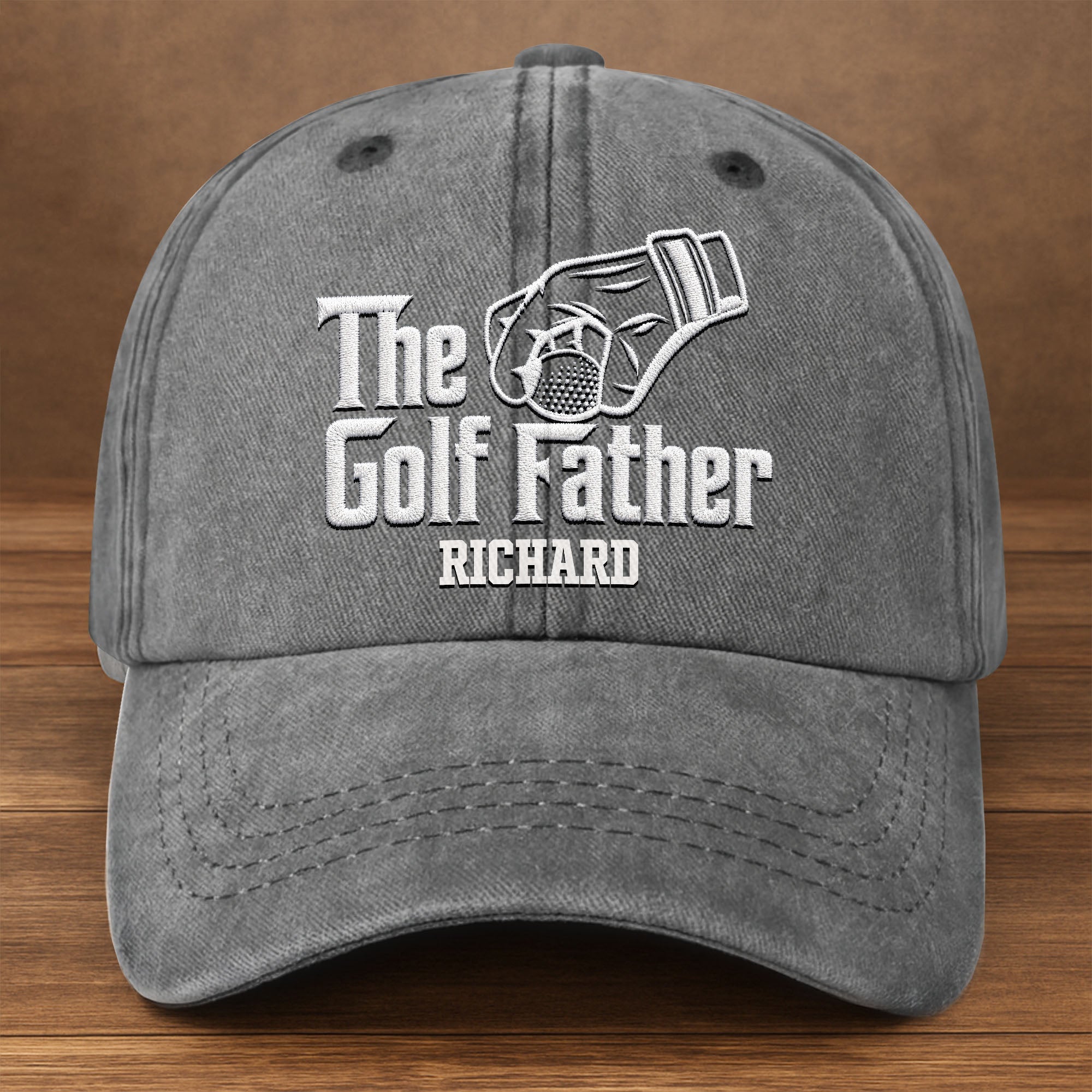 Personalized Golf Father Washed Denim Cap Custom Name Gift for Dad