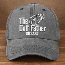 Load image into Gallery viewer, Personalized Golf Father Washed Denim Cap Custom Name Gift for Dad
