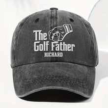 Load image into Gallery viewer, Personalized Golf Father Washed Denim Cap Custom Name Gift for Dad

