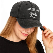 Load image into Gallery viewer, Personalized Washed Denim Cap Custom Name Gift for Golf Dad
