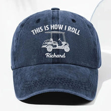 Load image into Gallery viewer, Personalized Washed Denim Cap Custom Name Gift for Golf Dad
