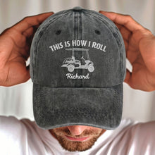 Load image into Gallery viewer, Personalized Washed Denim Cap Custom Name Gift for Golf Dad
