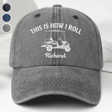 Load image into Gallery viewer, Personalized Washed Denim Cap Custom Name Gift for Golf Dad
