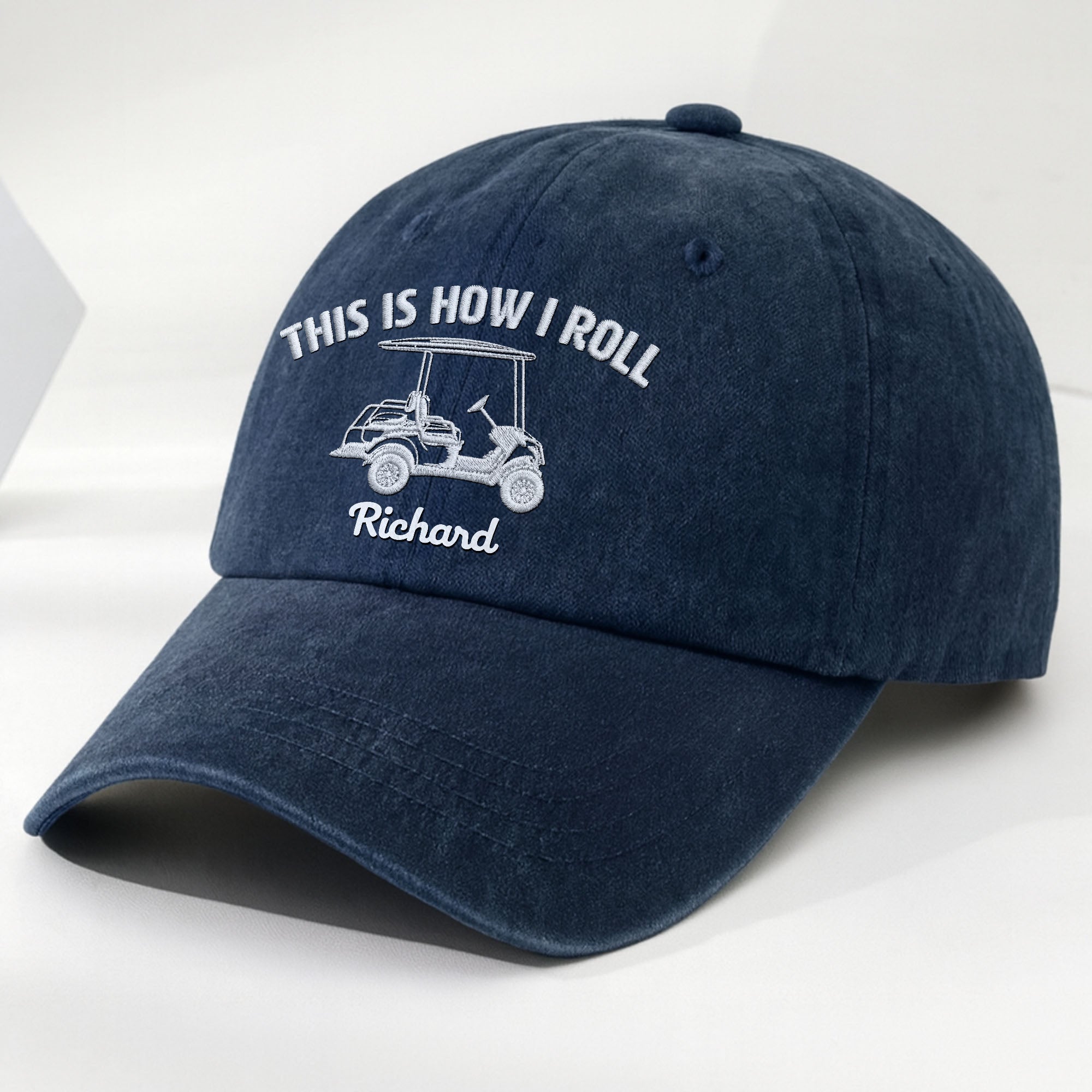 Personalized Washed Denim Cap Custom Name Gift for Golf Dad