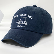 Load image into Gallery viewer, Personalized Washed Denim Cap Custom Name Gift for Golf Dad
