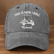 Load image into Gallery viewer, Personalized Washed Denim Cap Custom Name Gift for Golf Dad
