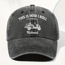 Load image into Gallery viewer, Personalized Washed Denim Cap Custom Name Gift for Golf Dad
