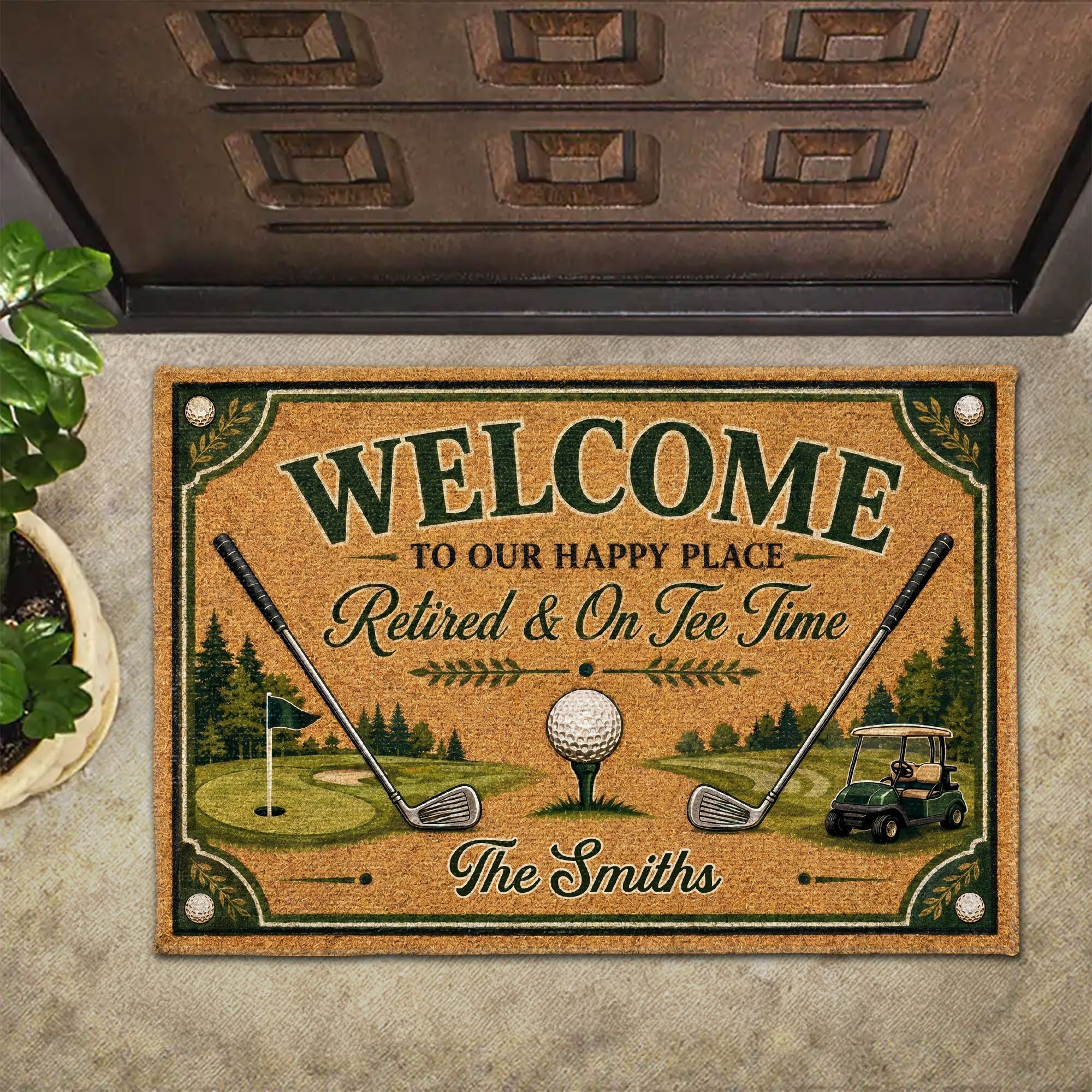 Personalized Golf Doormat Custom Family Name Gift for Him