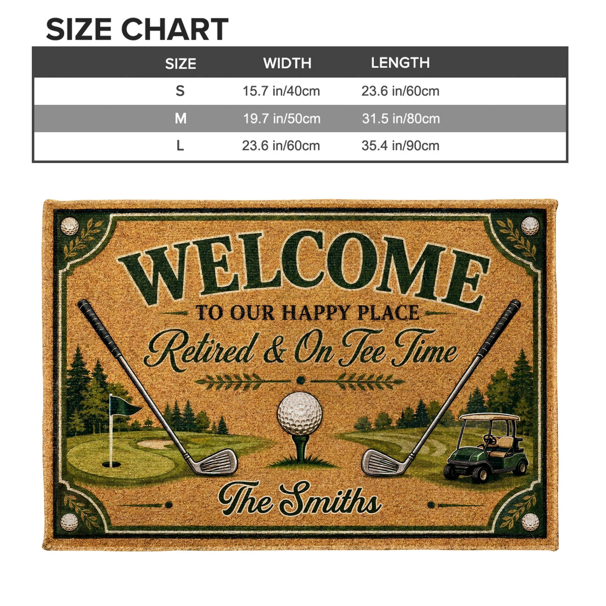 Personalized Golf Doormat Custom Family Name Gift for Him