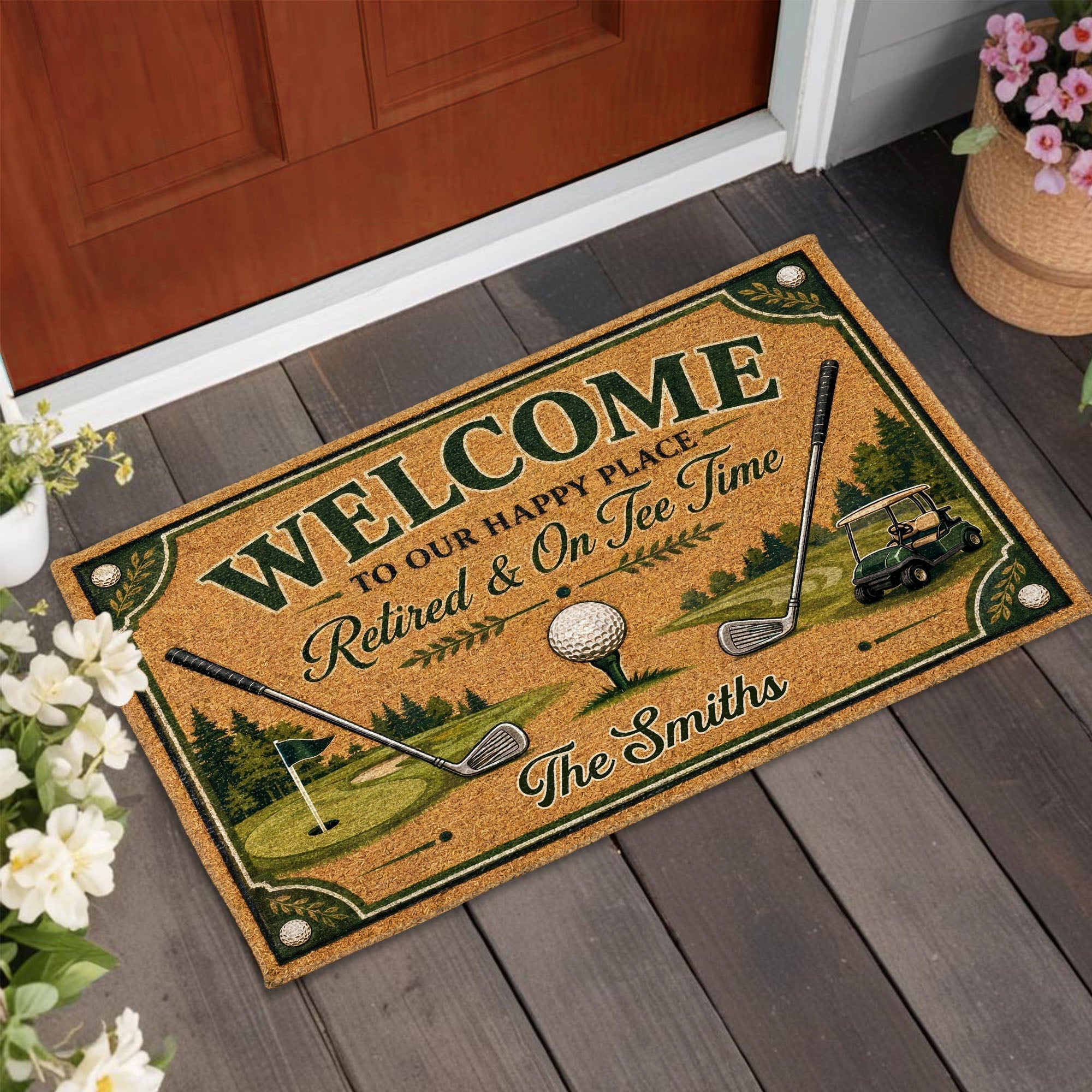 Personalized Golf Doormat Custom Family Name Gift for Him