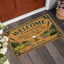 Load image into Gallery viewer, Personalized Golf Doormat Custom Family Name Gift for Him
