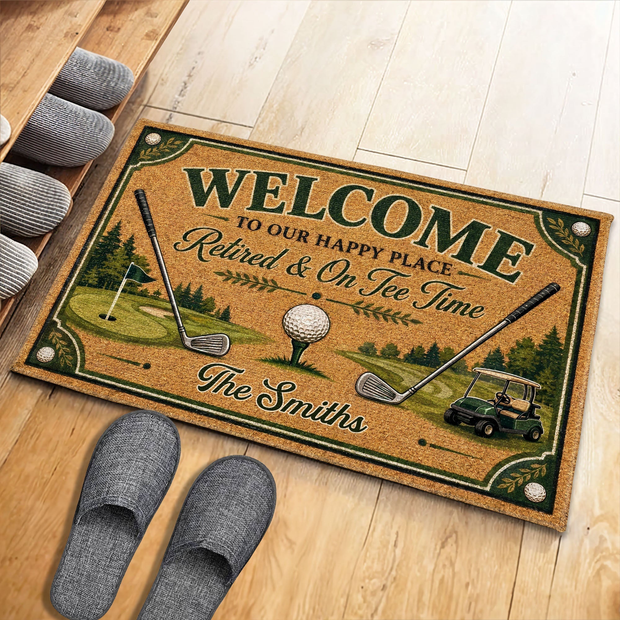 Personalized Golf Doormat Custom Family Name Gift for Him