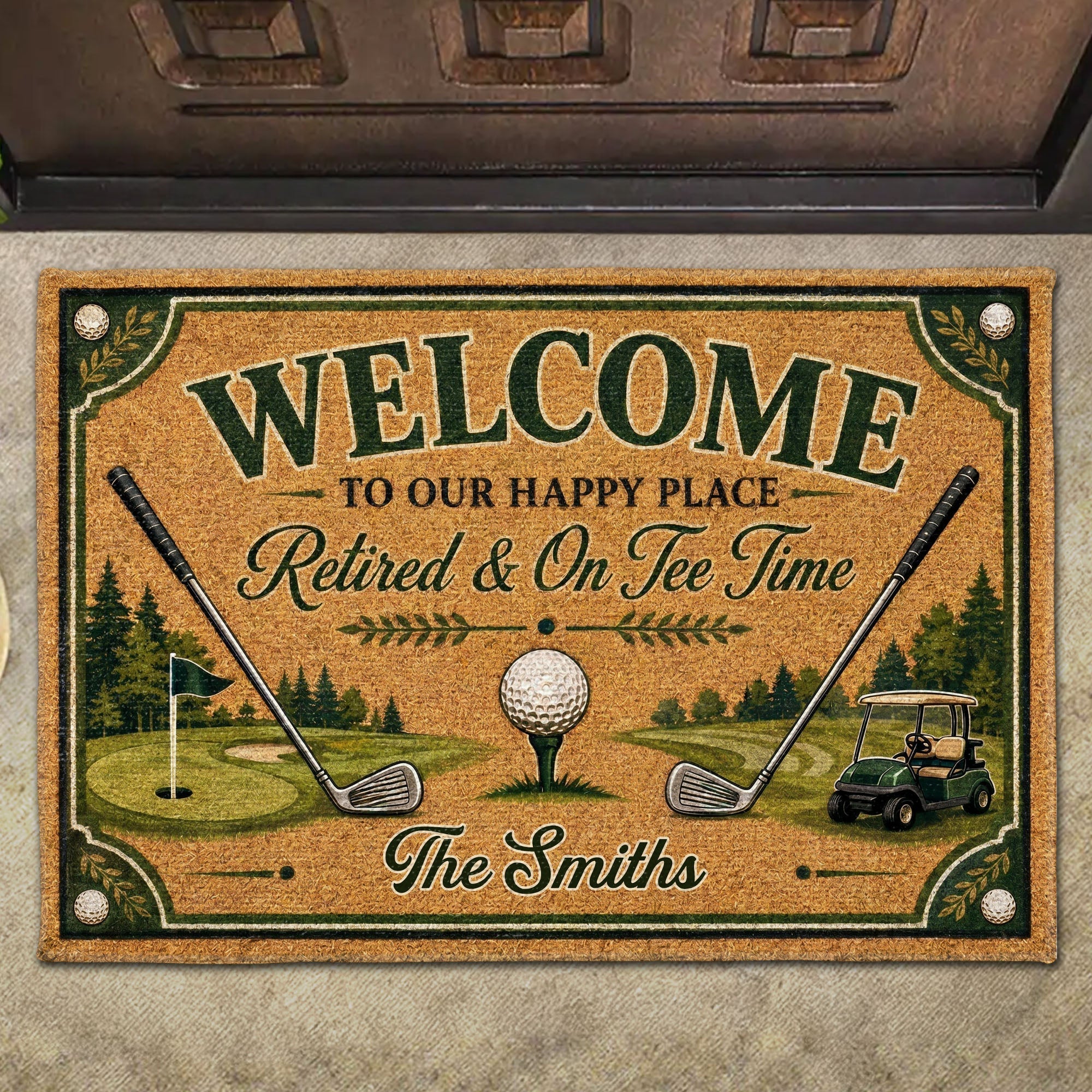 Personalized Golf Doormat Custom Family Name Gift for Him