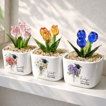 Load image into Gallery viewer, Personalized Custom Glass Tulips Graduation Gift for Her
