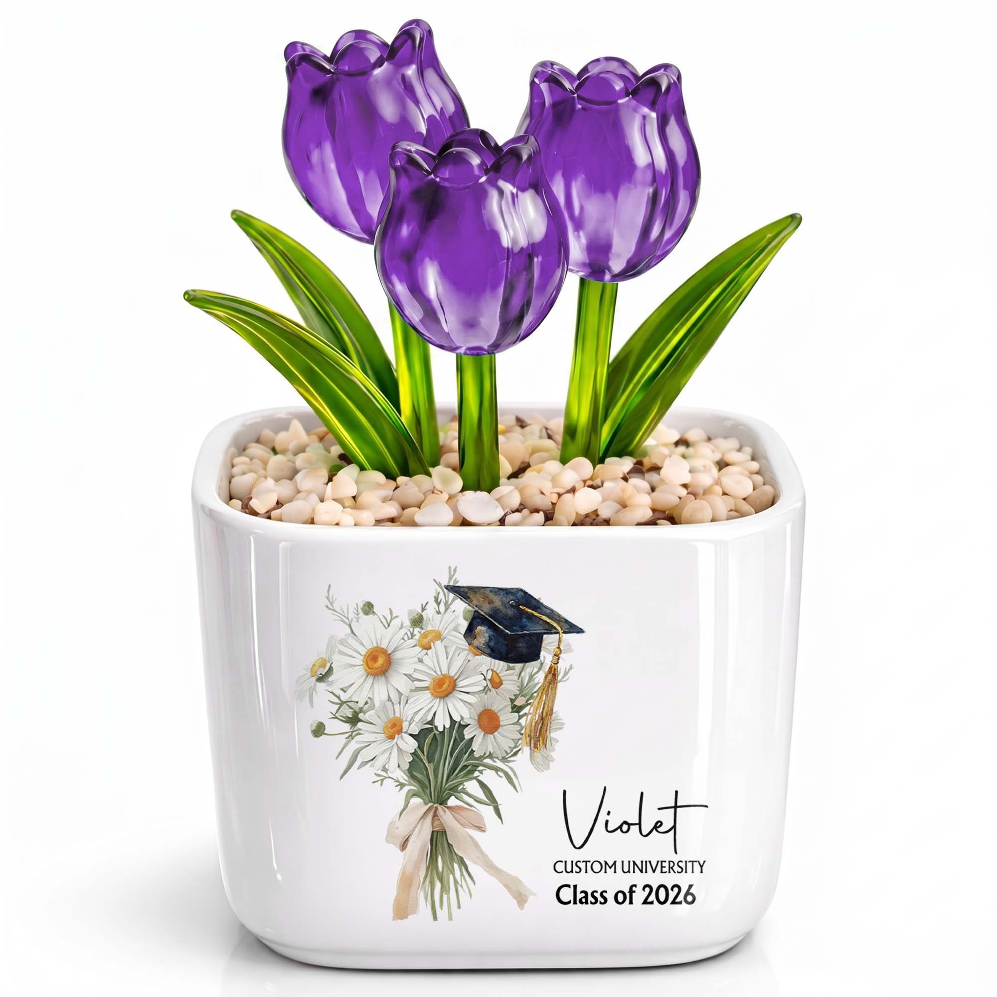 Personalized Custom Glass Tulips Graduation Gift for Her