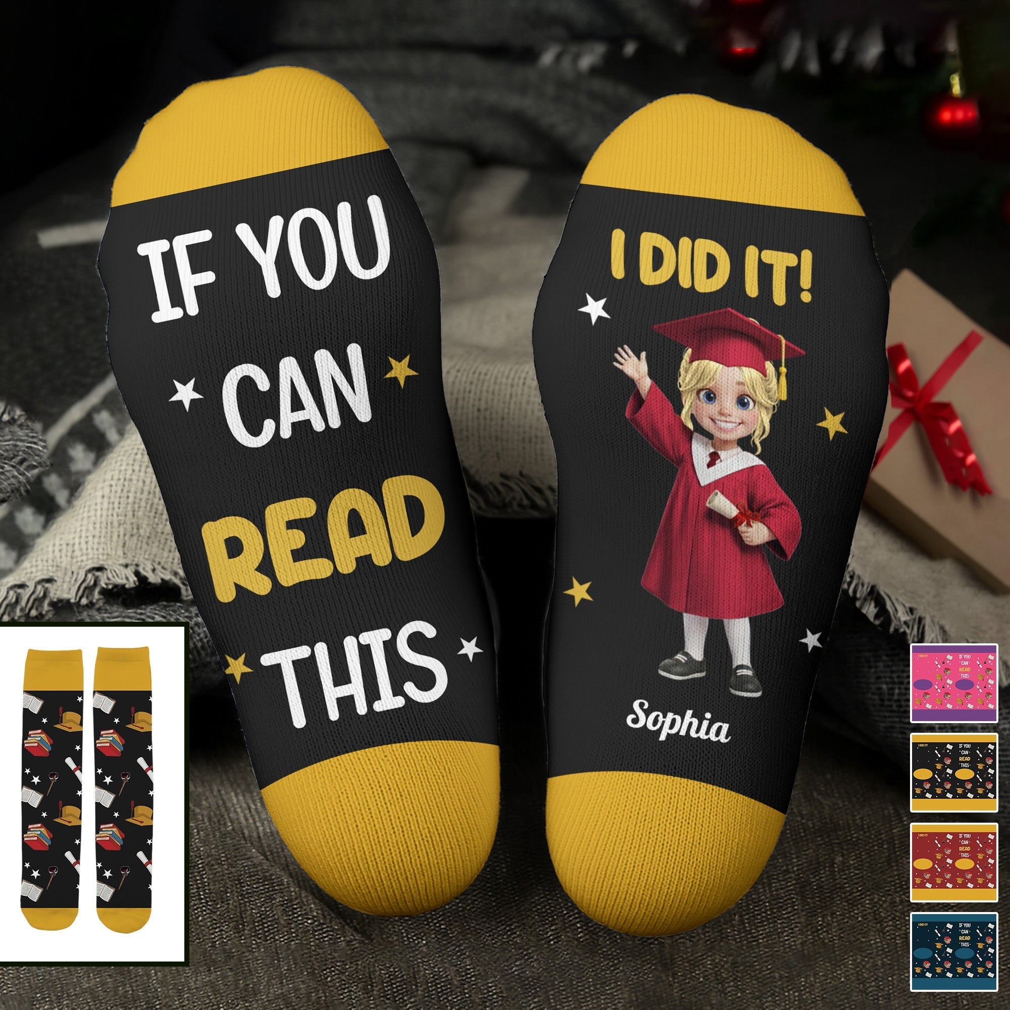 Personalized Graduation Crew Socks Custom Name Gift for Her