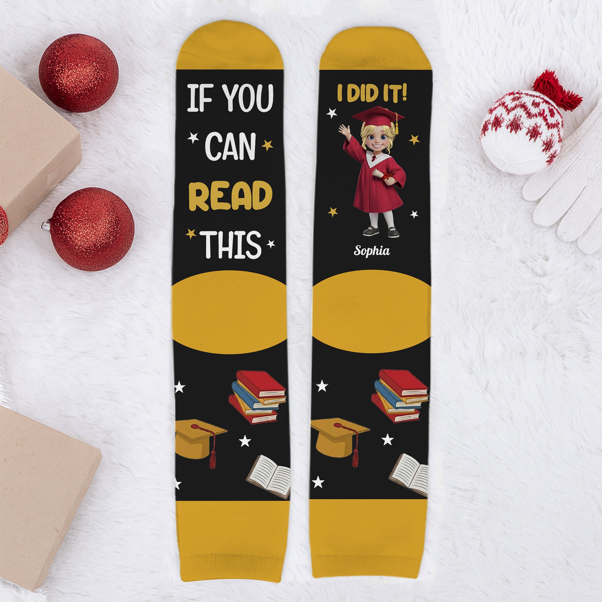 Personalized Graduation Crew Socks Custom Name Gift for Her