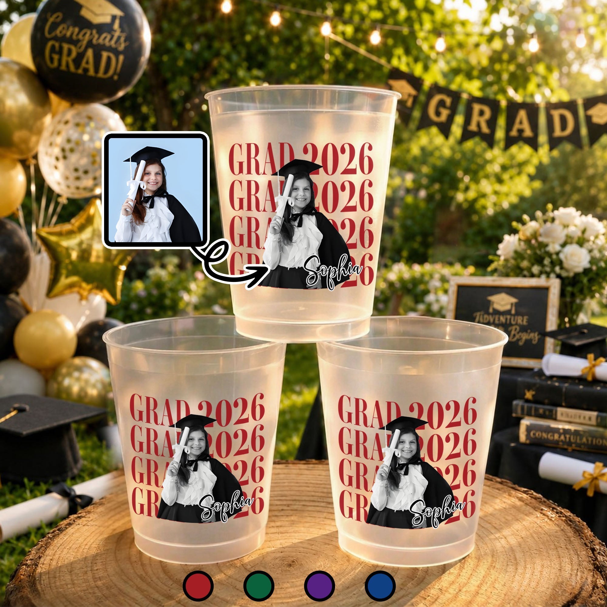 Personalized Frosted Graduation Cups Custom Photo Gift for Grad