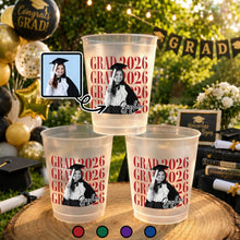 Load image into Gallery viewer, Personalized Frosted Graduation Cups Custom Photo Gift for Grad
