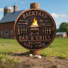 Load image into Gallery viewer, Personalized Metal Sign Custom Name Bar Grill Décor Gift
