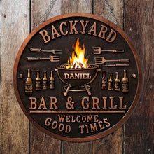 Load image into Gallery viewer, Personalized Metal Sign Custom Name Bar Grill Décor Gift
