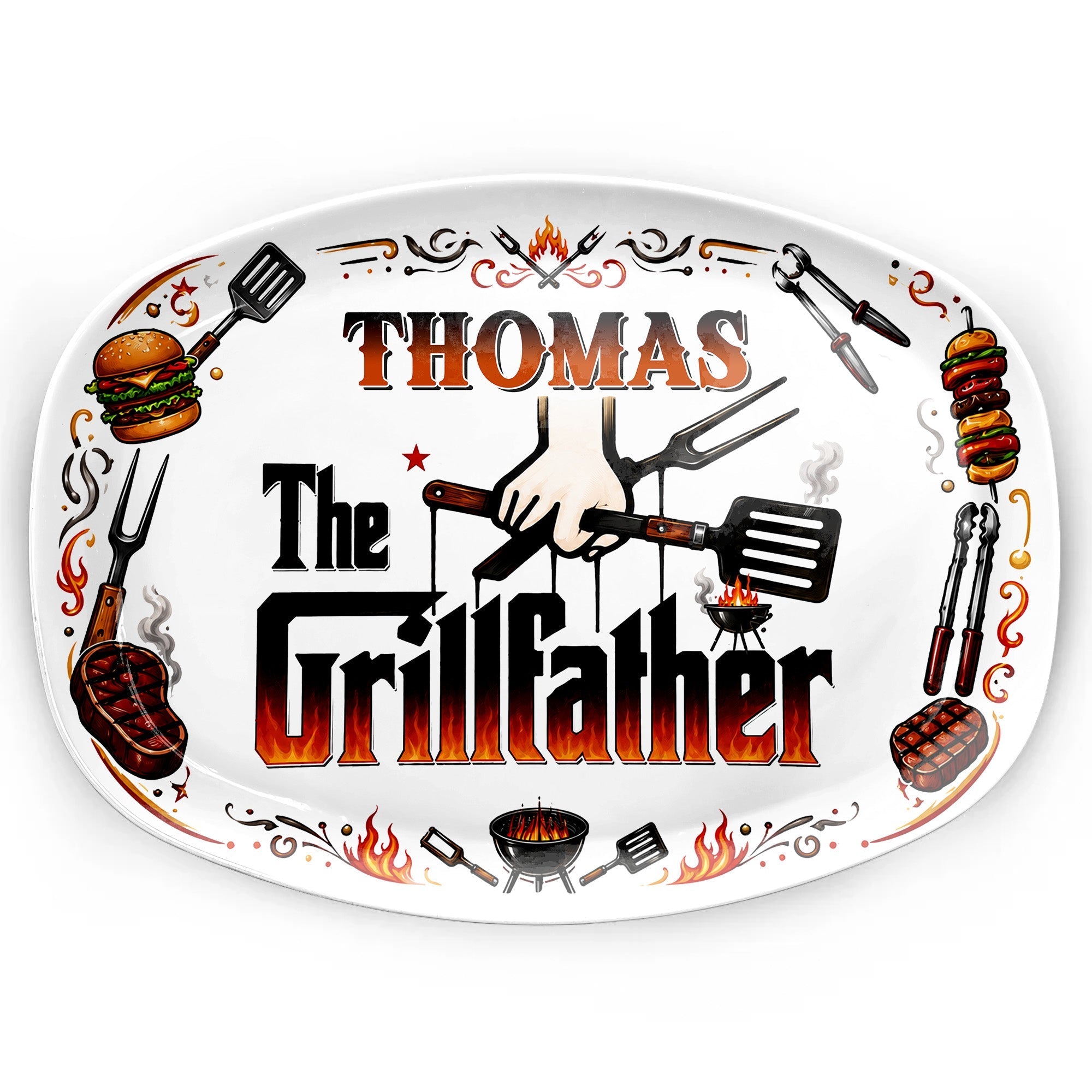 Personalized Custom Plate Gift for Dad BBQ Enthusiast