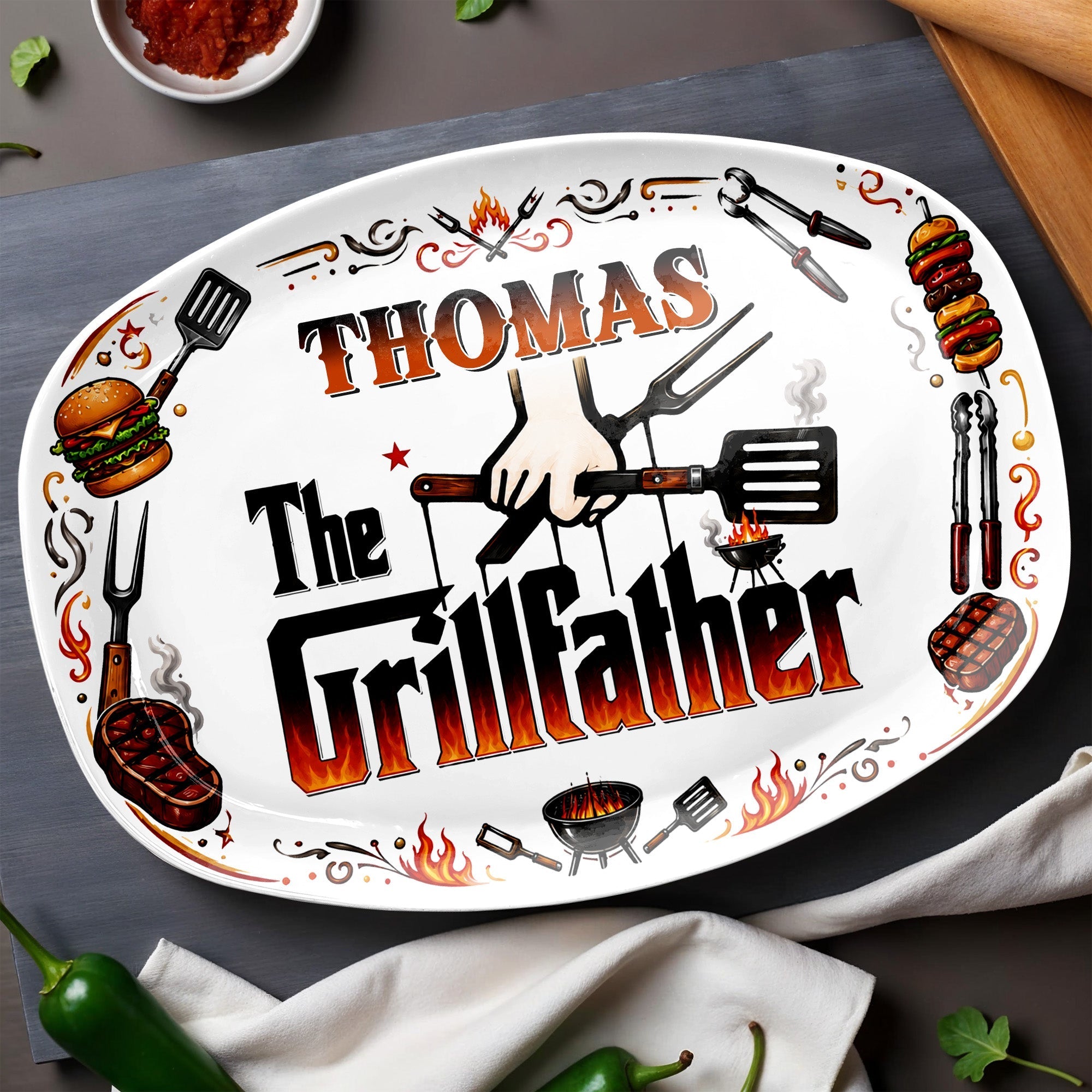 Personalized Custom Plate Gift for Dad BBQ Enthusiast