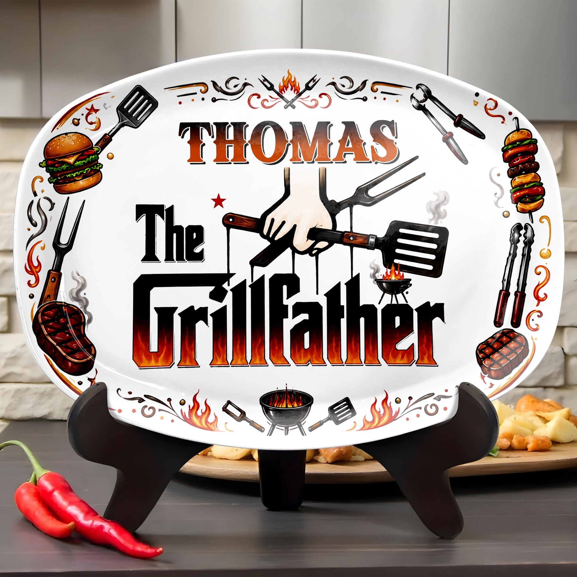 Personalized Custom Plate Gift for Dad BBQ Enthusiast