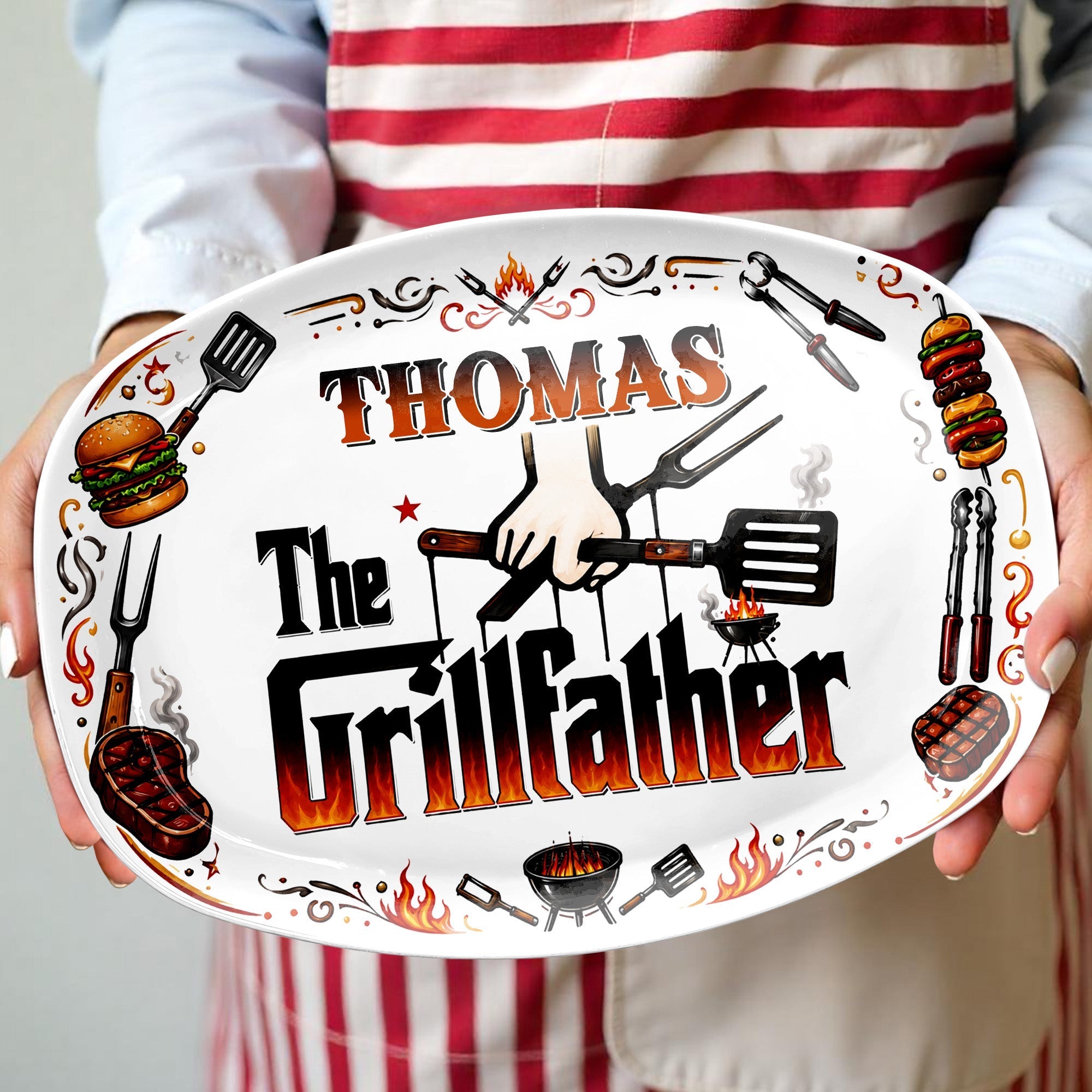 Personalized Custom Plate Gift for Dad BBQ Enthusiast