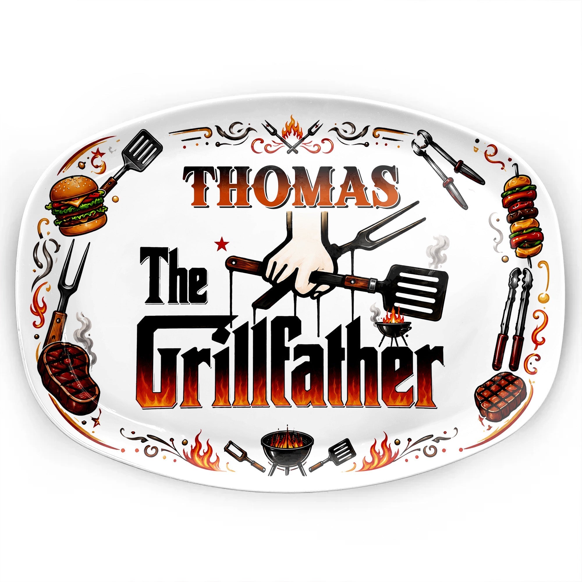 Personalized Custom Plate Gift for Dad BBQ Enthusiast