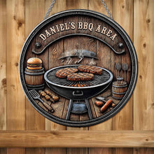Load image into Gallery viewer, Personalized BBQ Area Metal Sign Custom Name Gift for Dad

