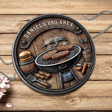 Load image into Gallery viewer, Personalized BBQ Area Metal Sign Custom Name Gift for Dad
