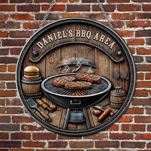 Load image into Gallery viewer, Personalized BBQ Area Metal Sign Custom Name Gift for Dad
