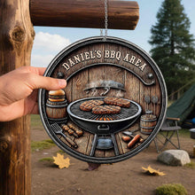 Load image into Gallery viewer, Personalized BBQ Area Metal Sign Custom Name Gift for Dad
