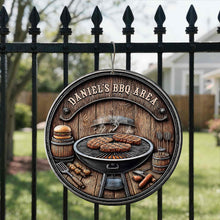 Load image into Gallery viewer, Personalized BBQ Area Metal Sign Custom Name Gift for Dad
