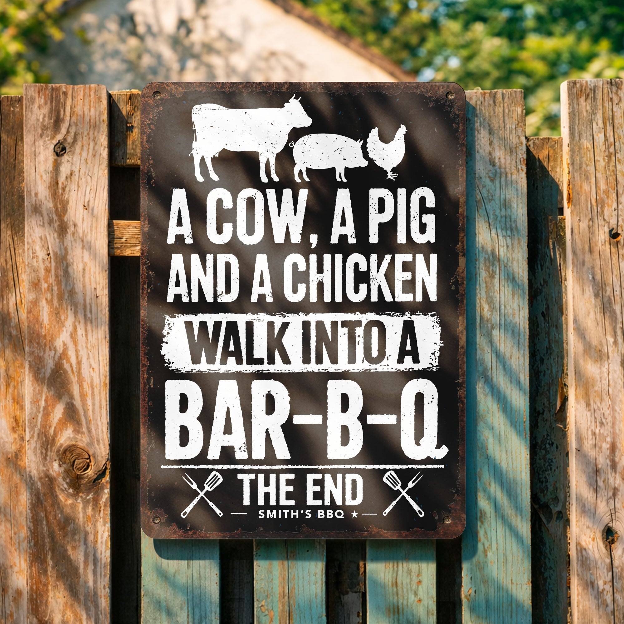 Personalized BBQ Metal Sign Custom Name Gift for Dad