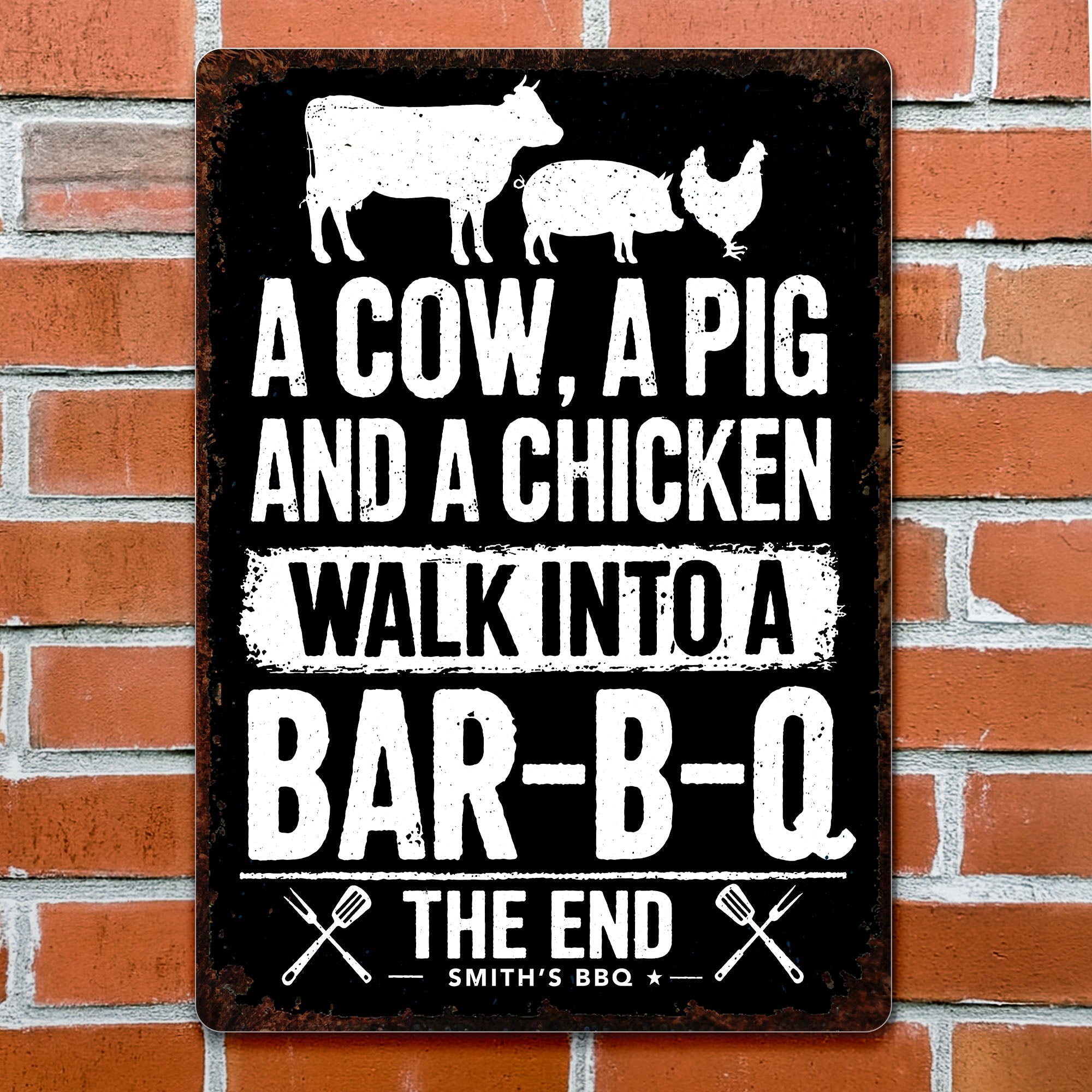 Personalized BBQ Metal Sign Custom Name Gift for Dad