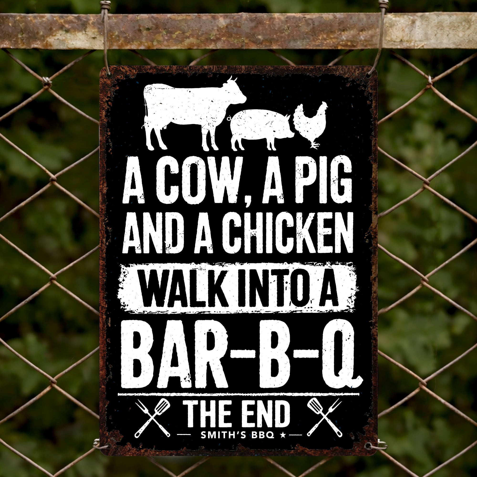 Personalized BBQ Metal Sign Custom Name Gift for Dad