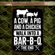 Load image into Gallery viewer, Personalized BBQ Metal Sign Custom Name Gift for Dad
