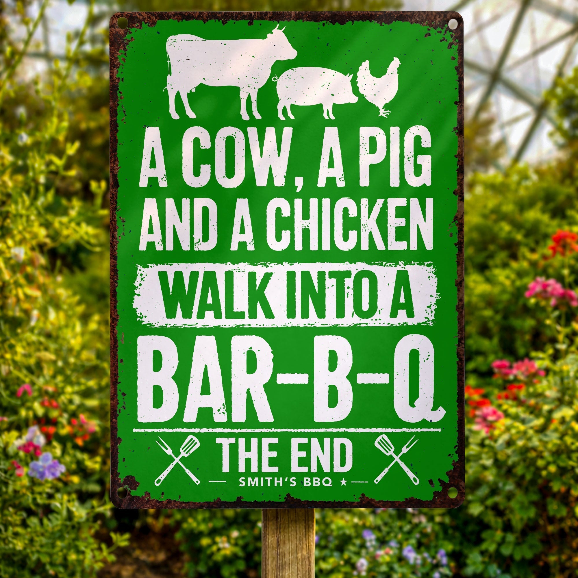 Personalized BBQ Metal Sign Custom Name Gift for Dad