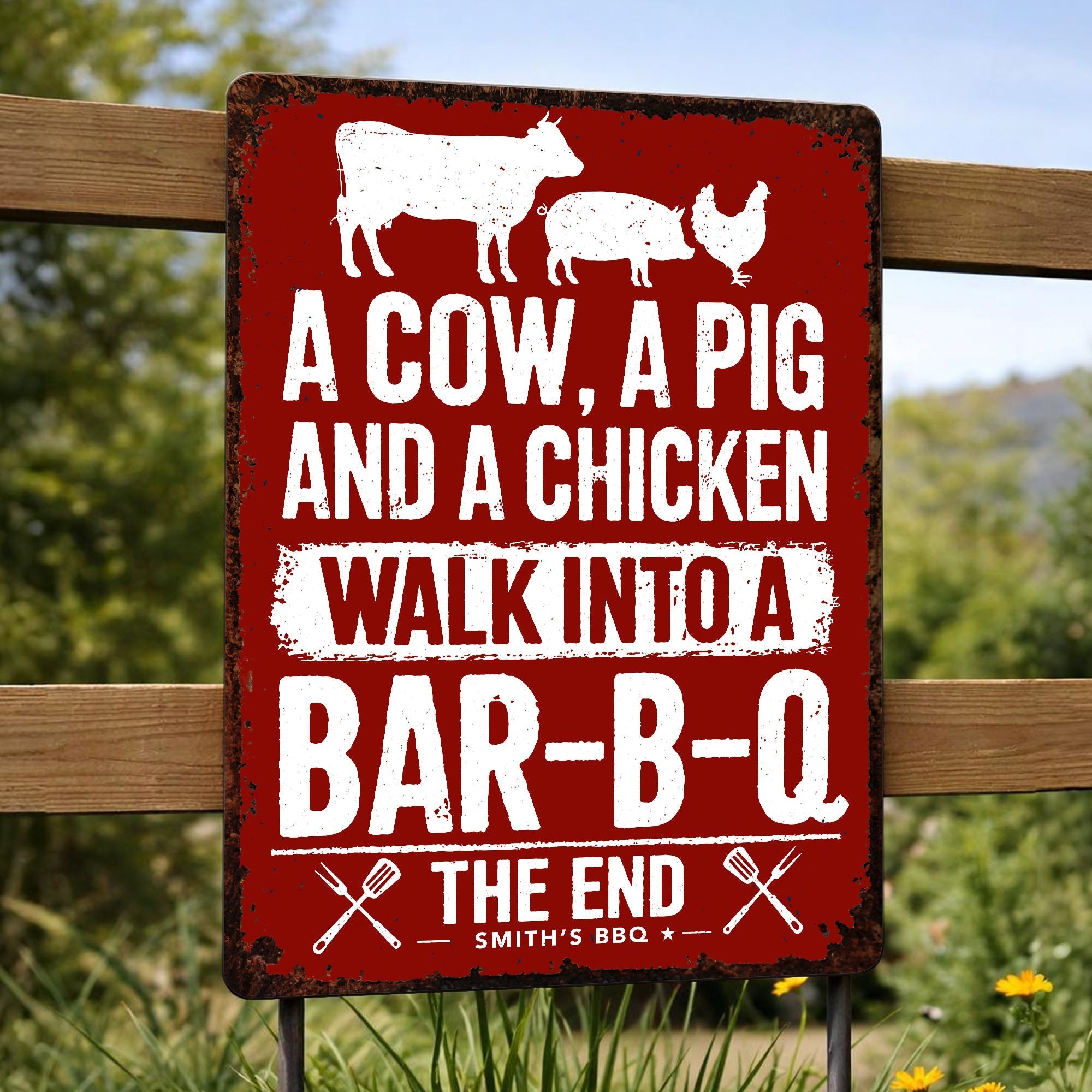Personalized BBQ Metal Sign Custom Name Gift for Dad