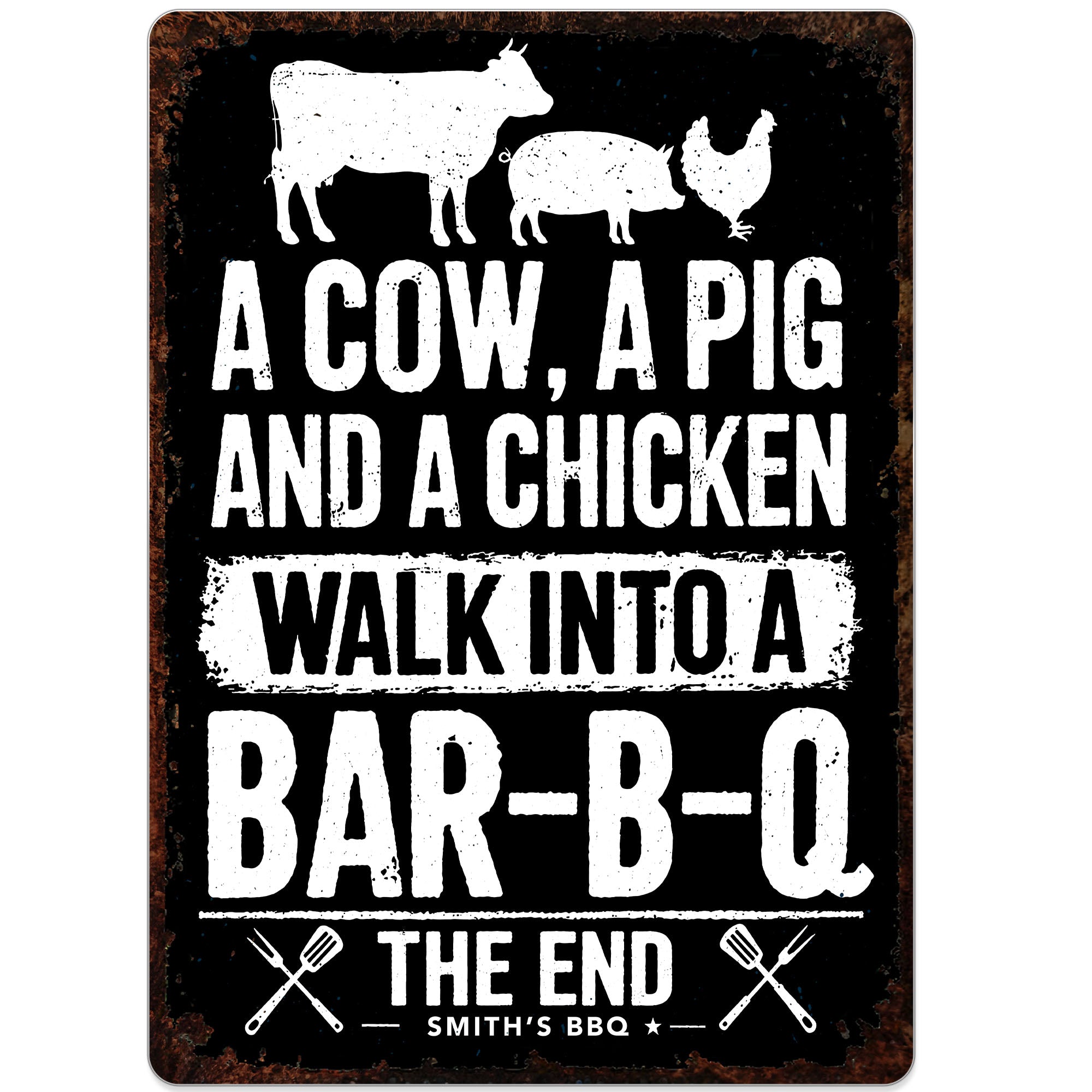 Personalized BBQ Metal Sign Custom Name Gift for Dad