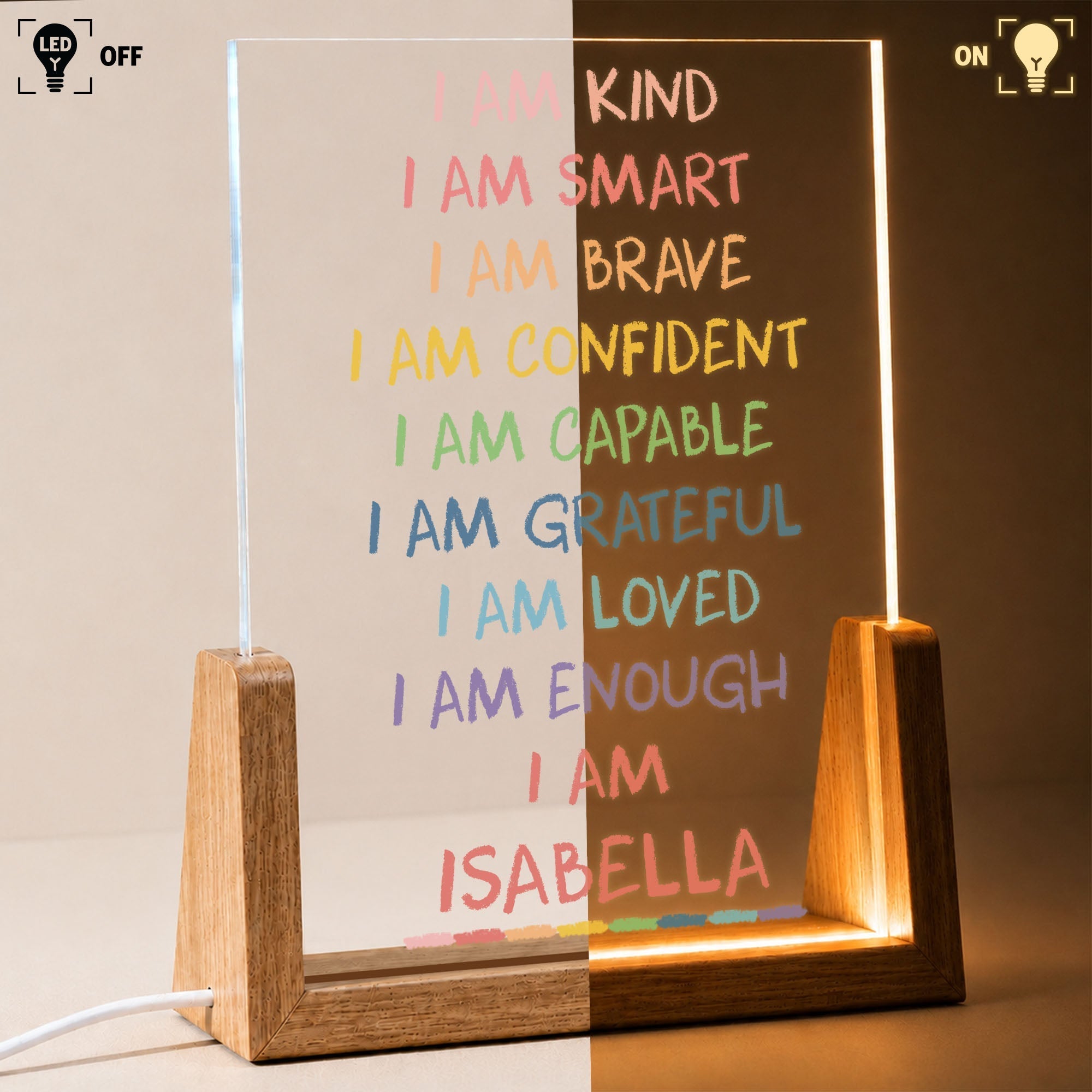 Personalized Acrylic Night Light Custom Name for Kids Gift