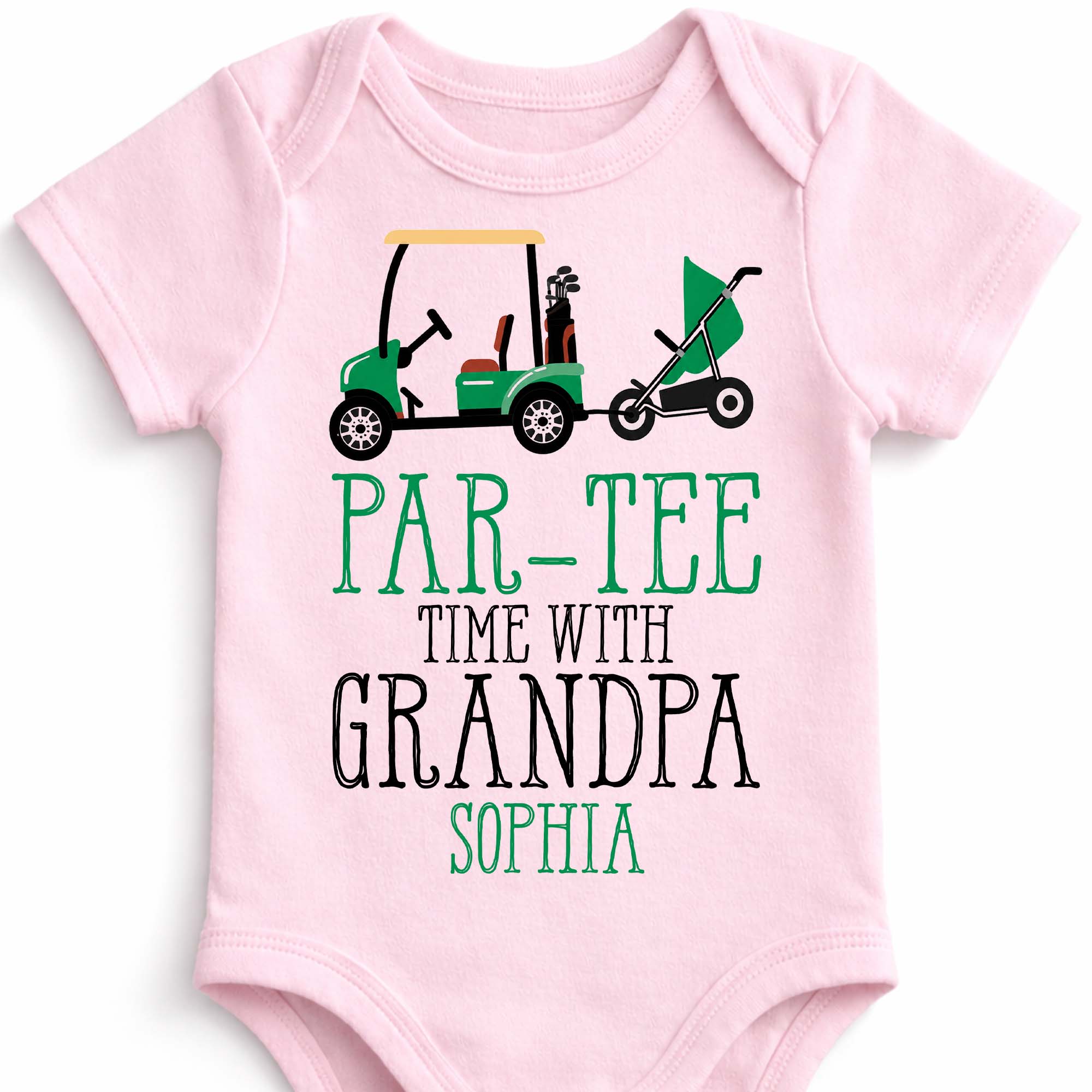 Personalized Golf Cart Baby Onesie Custom Gift for Grandpa