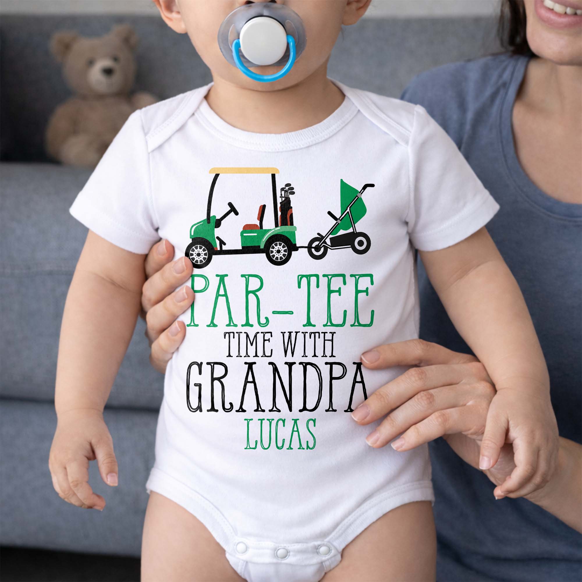 Personalized Golf Cart Baby Onesie Custom Gift for Grandpa